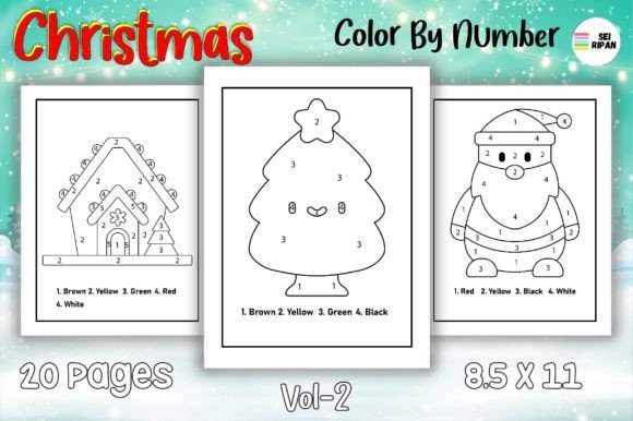 Christmas Color by Number Page - 02 Grafika Kolorowanki i książki dla dzieci Przez Sei Ripan