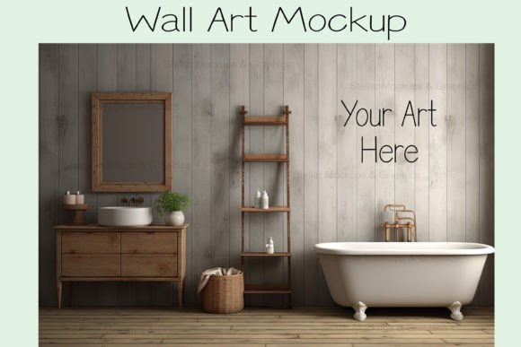 Neutral Color Bathroom Wall Art Mockup Afbeelding Op Maat Gemaakte Product-proefmodellen Door StellarMockups&Graphics