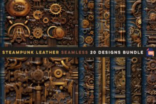 Steampunk Leather Seamless Graphic Illustrations By jijopero 1