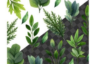 Watercolor Greenery Leaves Clipart Graphic Illustrations By UsisArt 7