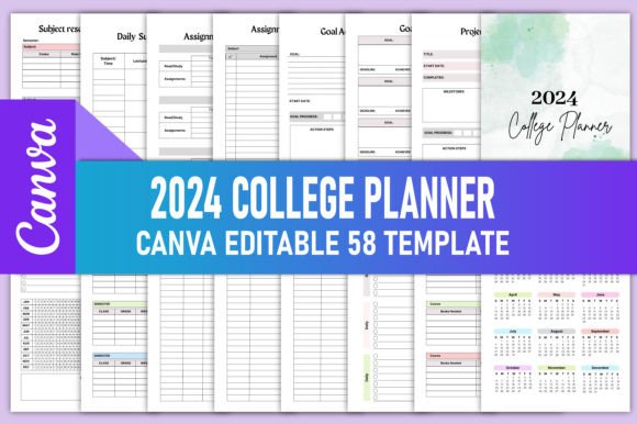 Editable 2024 College Planner Canva KDP Graphic KDP Interiors By rahimaartwork077