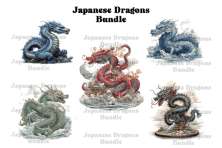 Japaneset Artstyle Dragons Clipart - PNG Graphic AI Graphics By CasparU 4
