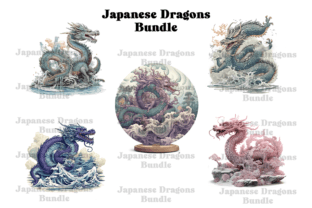 Japaneset Artstyle Dragons Clipart - PNG Graphic AI Graphics By CasparU 5