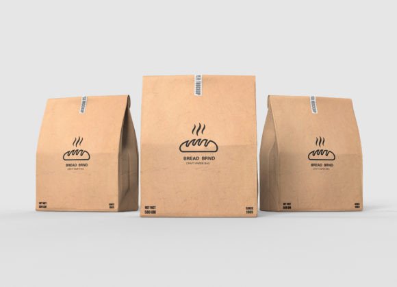 Kraft Paper Bag Mockup for Bread Three Graphic Product Mockups By RAM Studio