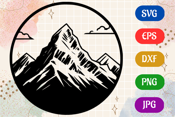 Mountain Range | Silhouette SVG EPS DXF Gráfico Ilustrações em IA Por Creative Oasis