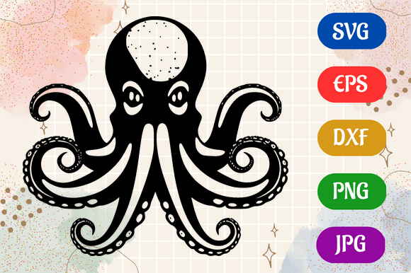 Octopus, Black Isolated SVG Icon Digital Graphic AI Illustrations By Creative Oasis