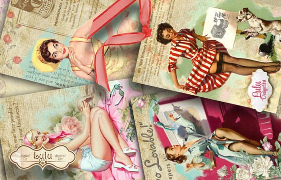 Pin Up Cards Graphic Crafts By luludesignart