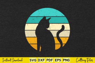 Vintage Retro Cat Funny T-shirt Design Gráfico Modelos de Impressão Por buytshirtsdesign 1