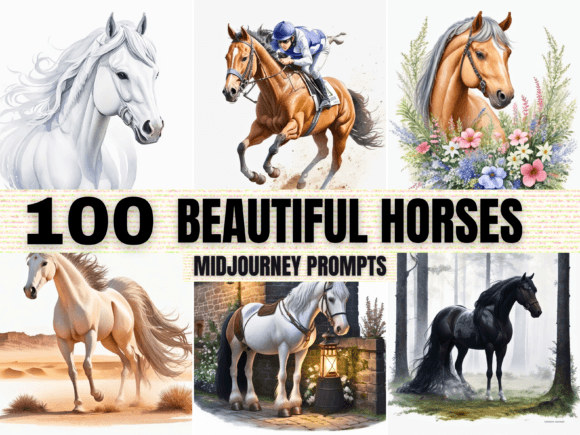 Watercolor Horse Midjourney Prompts Gráfico Gráficos de IA Por Artistic Revolution