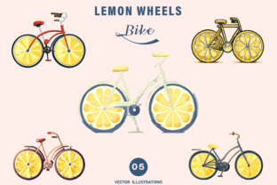 Lemon Wheels Yellow Bicycle Watercolor Illustration Illustrations AI Par phoenixvectorarts 1