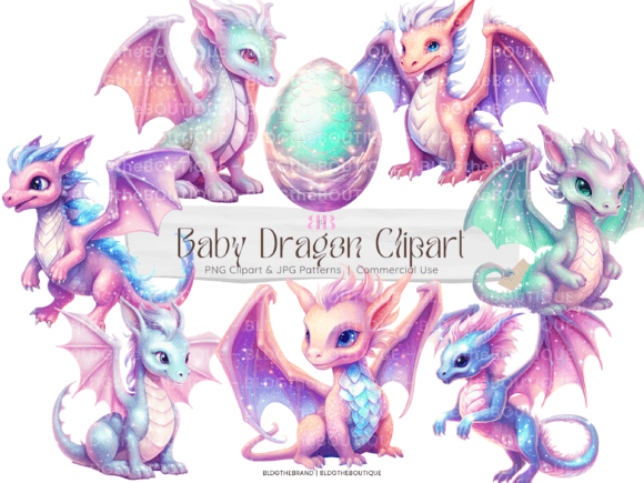 Baby Dragon Sublimation PNGs & Patterns Grafik Druckbare Illustrationen Von BLDGtheBrand