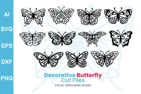 Decorative Butterfly Cut File Set Illustration Artisanat Par Creatophics