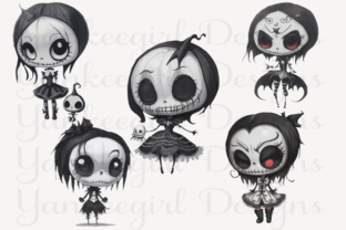 Halloween Chibi Dolls Illustration Illustrations Imprimables Par Yankeegirl Designs 3