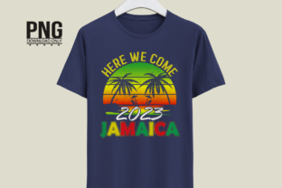 Jamaica 2023 Here We Come Vacation Trip Illustration Designs de T-shirts Par Boom Spider Blue 3