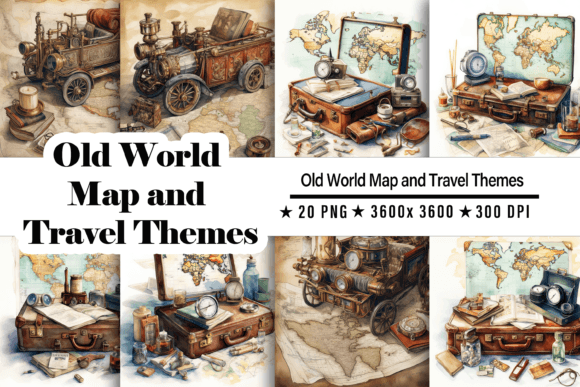 Old World Map and Travel Themes Illustration Fonds d'Écran Par Aamo
