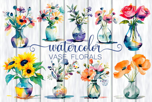 Watercolor Vase Floral Illustrations Graphic Illustrations By Prawny
