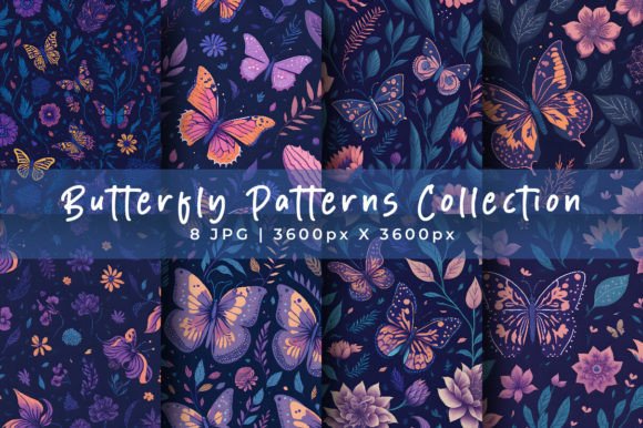 Butterfly Pattern Digital Paper Set Gráfico Patrones de Papel Por srempire