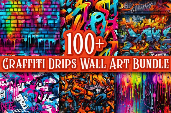 Graffiti Drips Wall Art Bundle Gráfico Fondos Por Omnia Hiba Designer