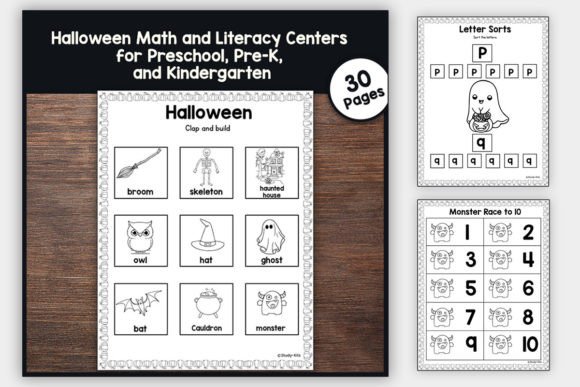 Halloween Math & Literacy Centers for K Graphic Teaching Materials By TheStudyKits