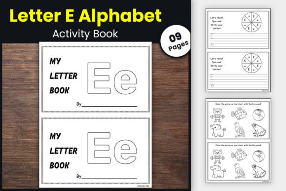 Letter E Alphabet Activity Book for Kids Grafik Arbeitsblätter und Unterrichtsmaterialien Von TheStudyKits