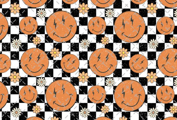 Smiley Face Checkered Seamless Pattern Graphic Illustrations By Flora Co Studio