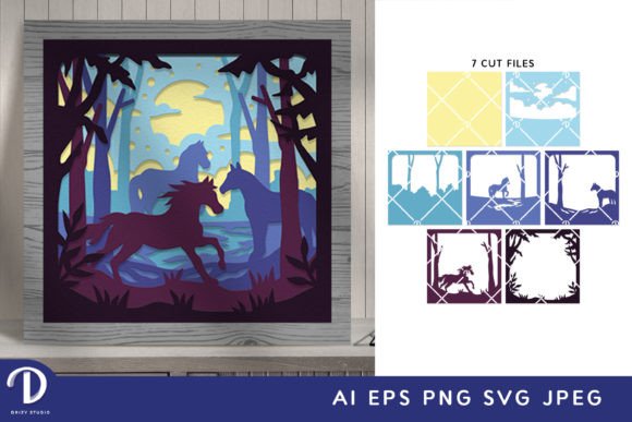 The Running Horses in the Forest 3D SVG Graphic 3D SVG By Drizy Studio