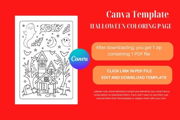 Halloween Coloring Page Canva Template Graphic Coloring Pages & Books Kids By Art's and Patterns