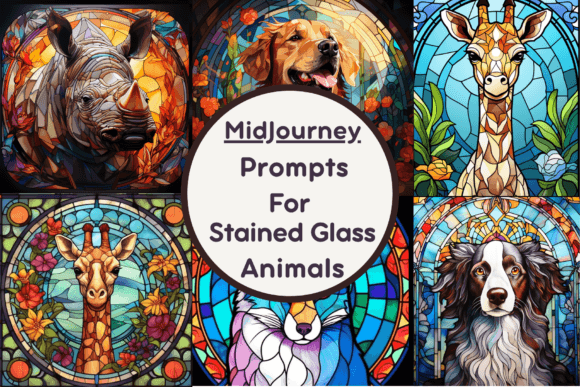 Prompts for Stained Glass Animal Graphic AI Generated By Milano Creative
