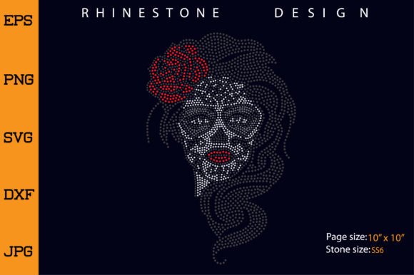 Sugar Skull Lady Rhinestone Template Grafika Rękodzieła Przez creative rhinestone