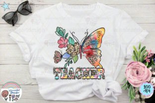 Teacher Life Retro Flowers Butterfly PNG Afbeelding T-shirt Designs Door WinnieArtDesign 2