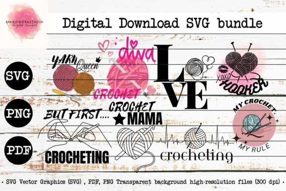Crochet Quotes SVG Bundle Sublimation Graphic Crafts By Emikoworkstudio