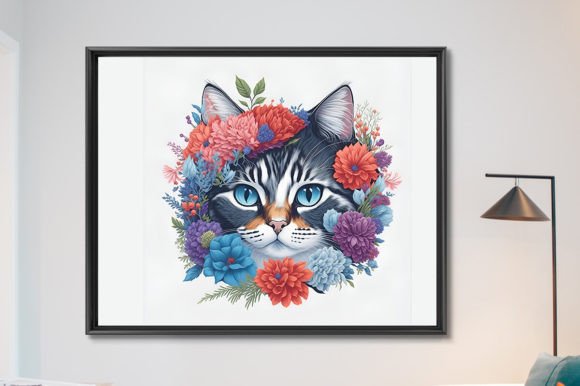 Digital Illustration of Cute Cat Grafik Druckbare Illustrationen Von Creative Designs