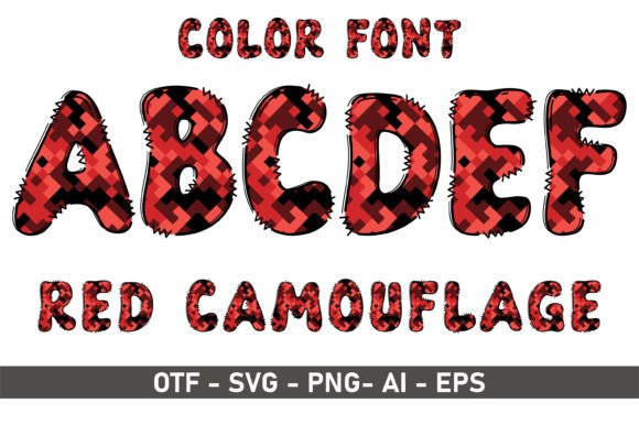Red Camouflage Color Fonts Font By Veil