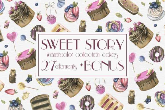 Sweets Cakes Watercolor Clip Art Grafica Illustrazioni Stampabili Di Natasha Chu