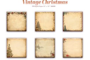 Vintage Christmas Digital Paper Pack Graphic Backgrounds By DifferPP 4