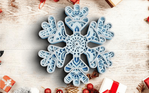 3D Christmas Snowflake SVG DXF 4 Layers Graphic 3D Christmas By Rishasart