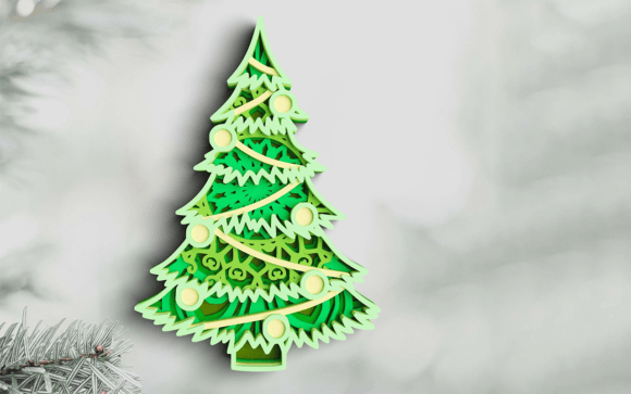 3D Christmas Tree SVG DXF 6 Layers Grafik 3D Weihnachten Von Rishasart
