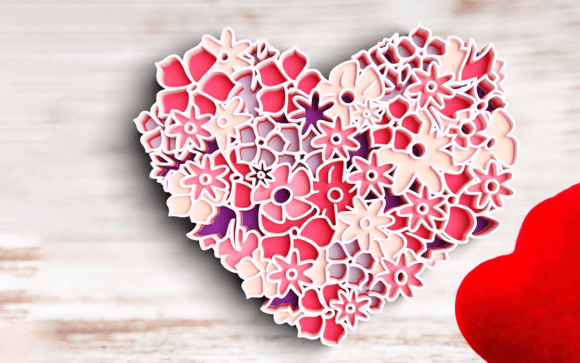 3D Floral Heart SVG Love Svg 6 Layers Graphic 3D Christmas By Rishasart