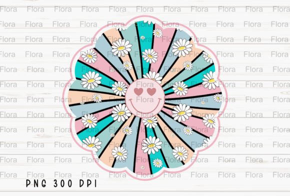Smiley Daisy Flower Rainbow Boho PNG Graphic Illustrations By Flora Co Studio