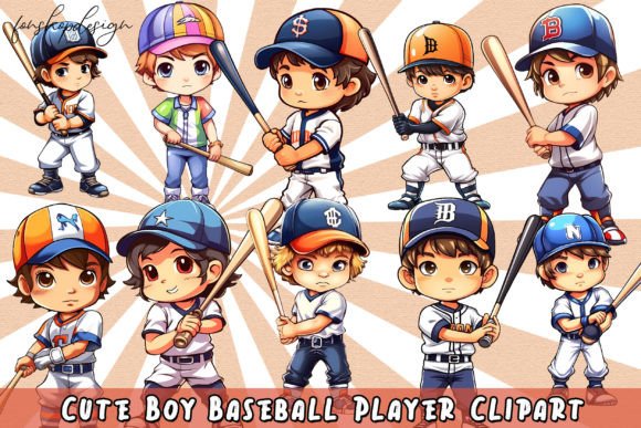 Cute Boy Baseball Player Clipart Graphic AI Graphics By FonShopDesign