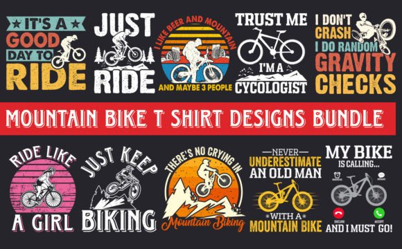 Mountain Biking T Shirt Designs Bundle Graphic Print Templates By RajjQueen