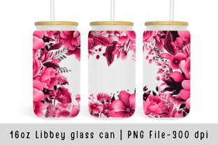 Pink Flowers 16oz Libbey Glass Can Wrap Illustration Modèles Graphiques Par sasikharn 1