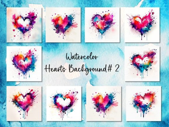 Watercolor Hearts Backgrounds # 2 Graphic Hintegründe By Thomas Mayer