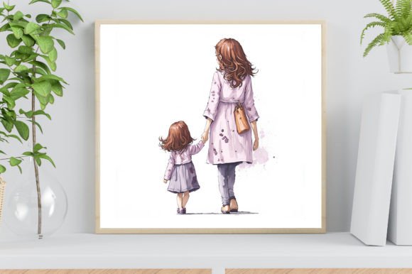 Watercolor Mom and Child Back Illustrati Illustration Illustrations Imprimables Par Creative Designs