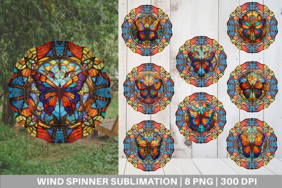Wind Spinner Stained Glass Butterfly Graphic Illustrations By Artnoy