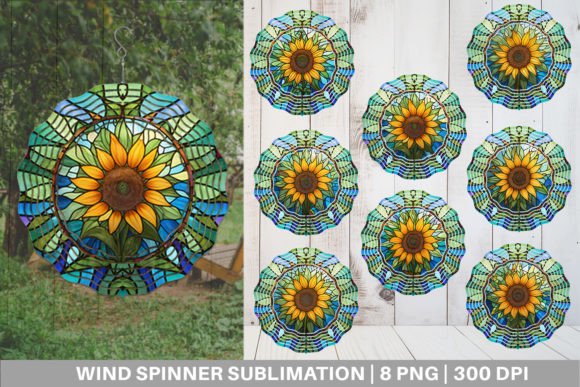 Wind Spinner Stained Glass Sunflower Gráfico Manualidades Por Artnoy