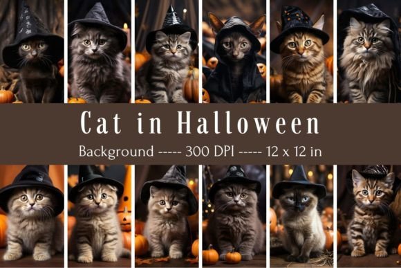 Cat in Halloween Background Gráfico Fondos Por Imagination Meaw