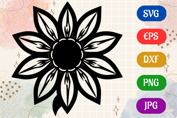 Flower | SVG EPS DXF PNG JPG Silhouette Graphic AI Illustrations By Creative Oasis