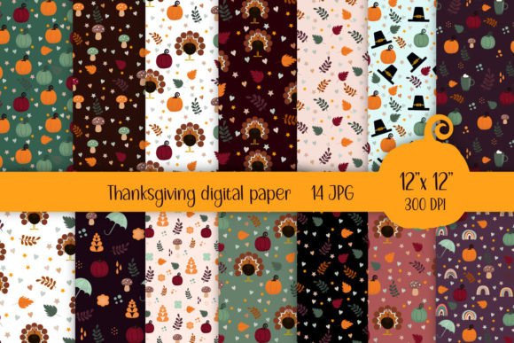 Thanksgiving Digital Paper Pack Graphic Graphic Templates By Igraphic Studio