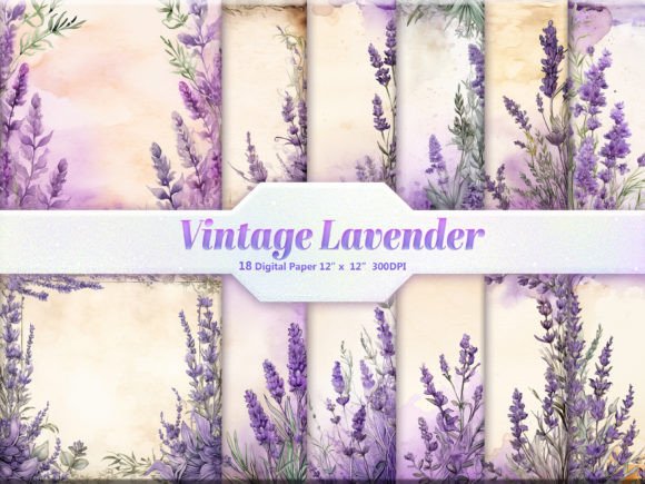 Vintage Lavender Digital Paper Pack Graphic Backgrounds By DifferPP